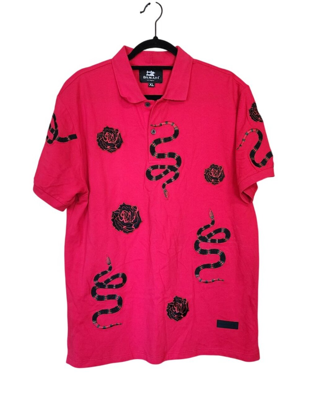 Damati Snakes and Roses Pique Polo Mens Size XL